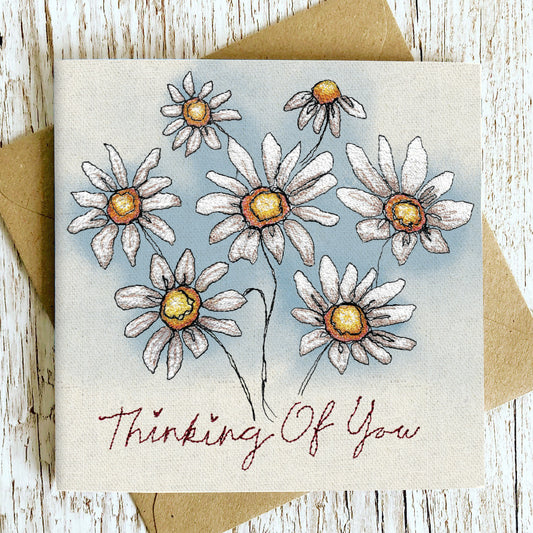 Daisy Thinking Of You Embroidery Art Card