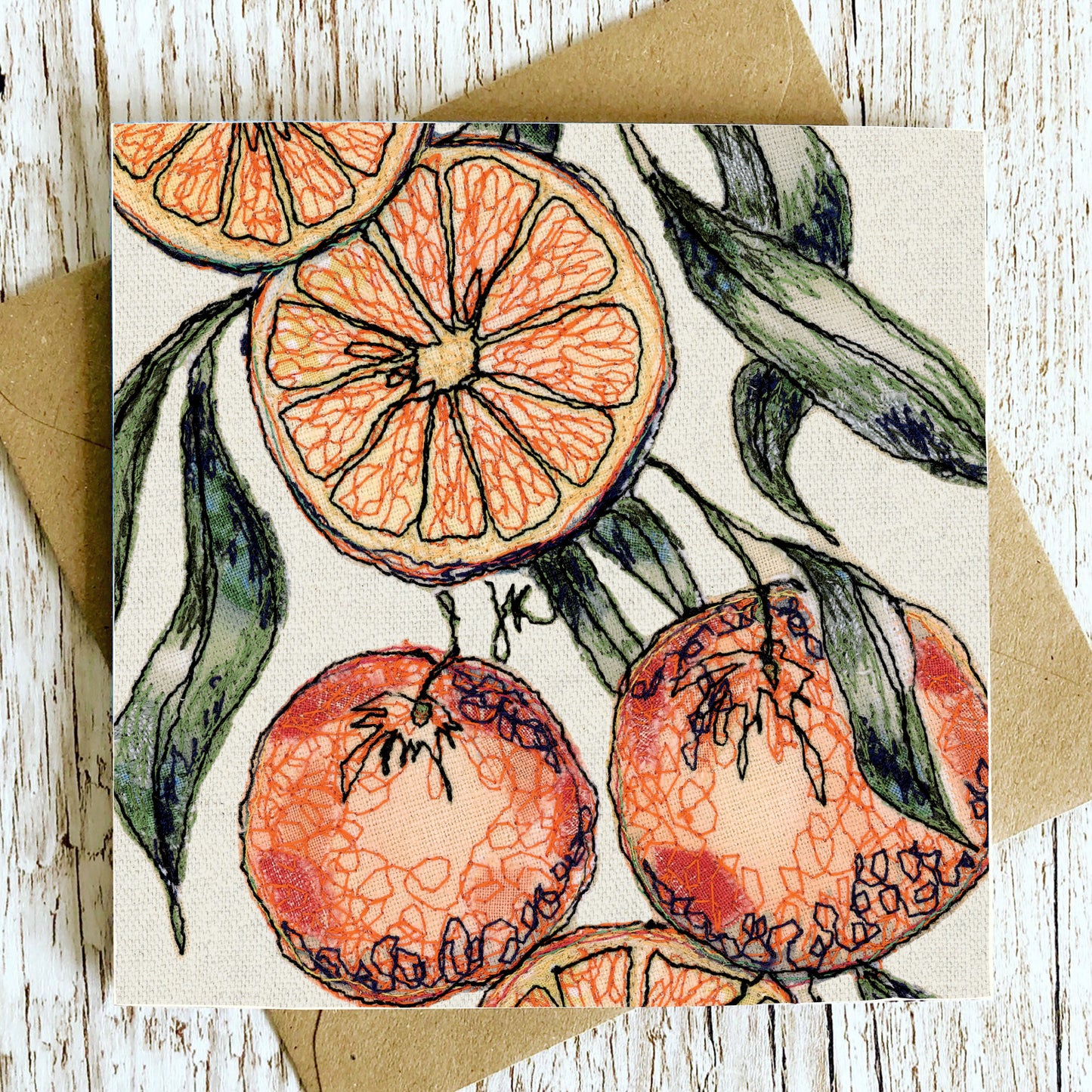 Orange Embroidery Art Card