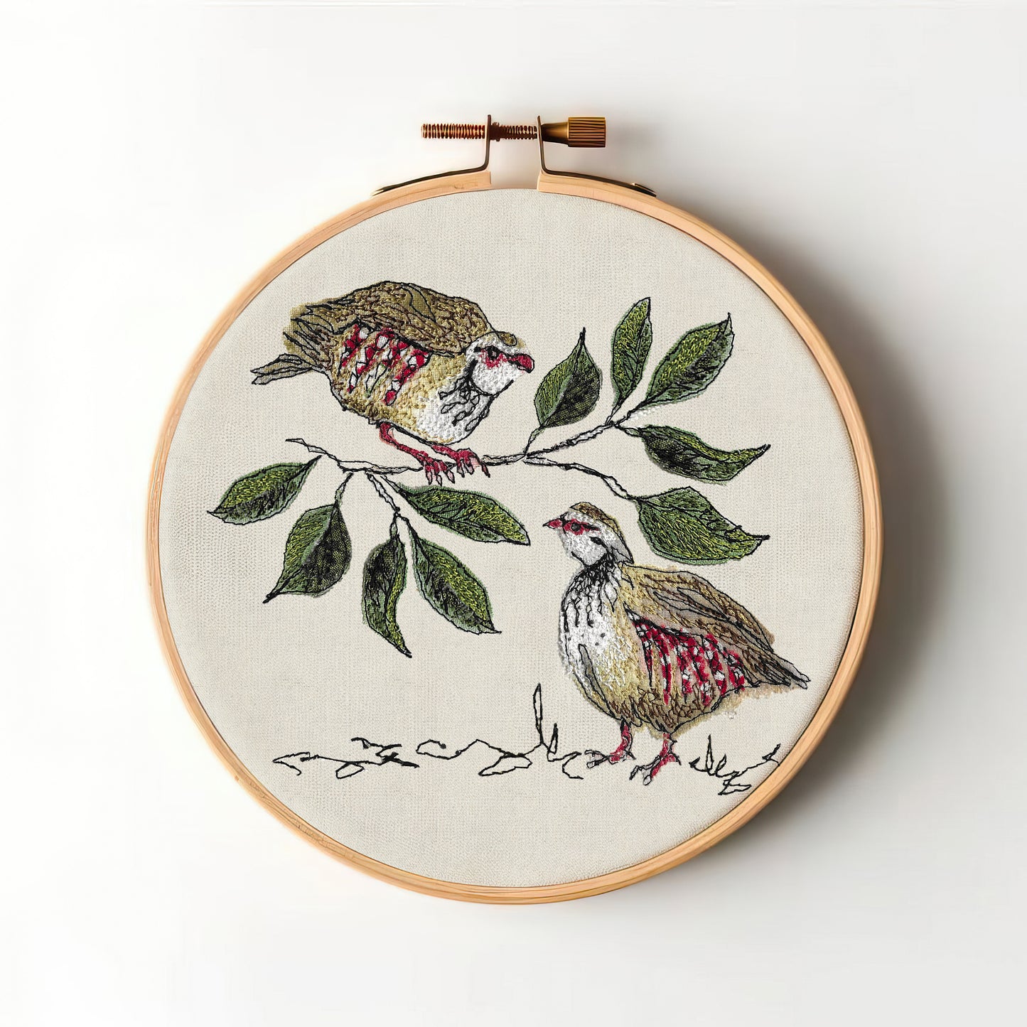 Red Legged Partridge Fabric Panel