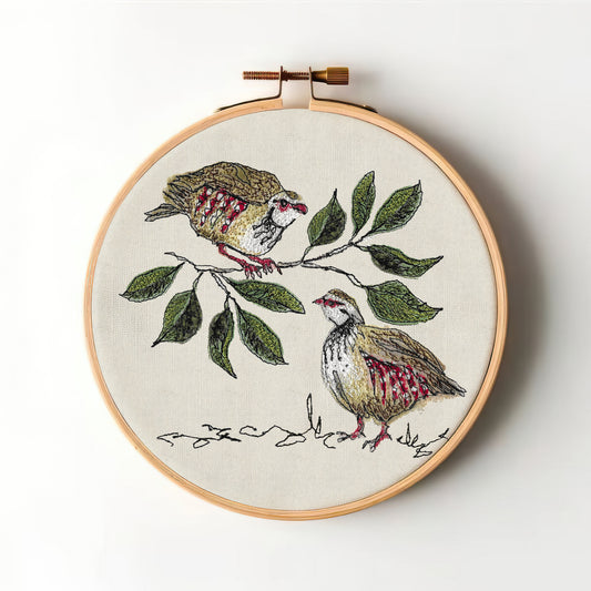 Red Legged Partridge Fabric Panel