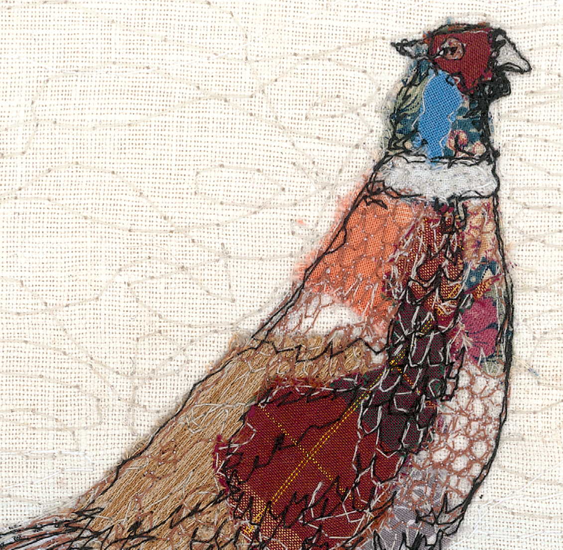 Furtive Field Pheasant Embroidery Art Card