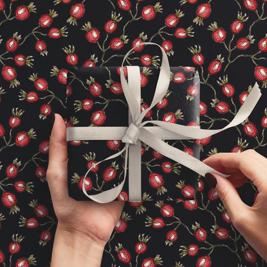 Rose Hip on Midnight Wrapping Paper