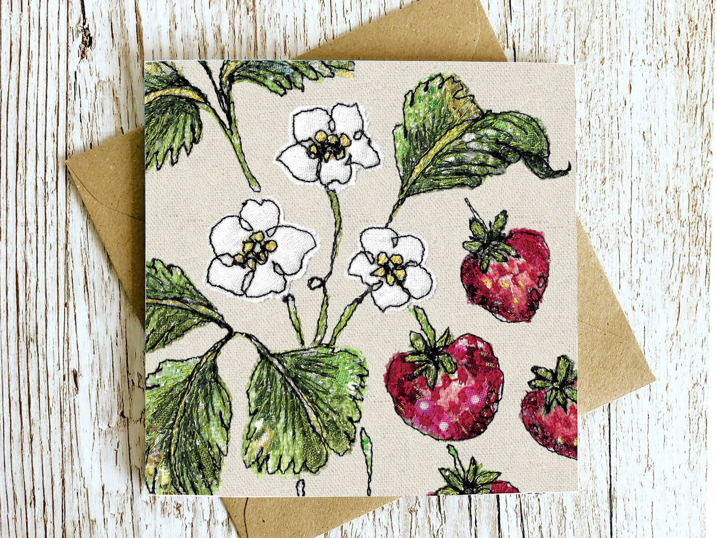 Strawberry Embroidery Art Card
