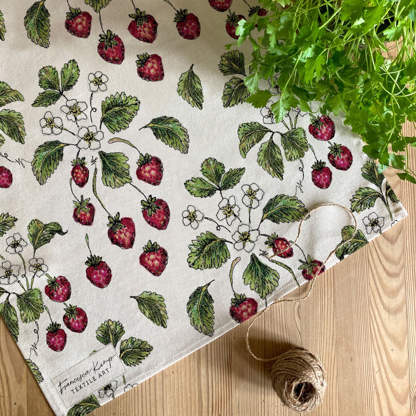 PRE ORDER Wild Strawberry Organic Tea Towel