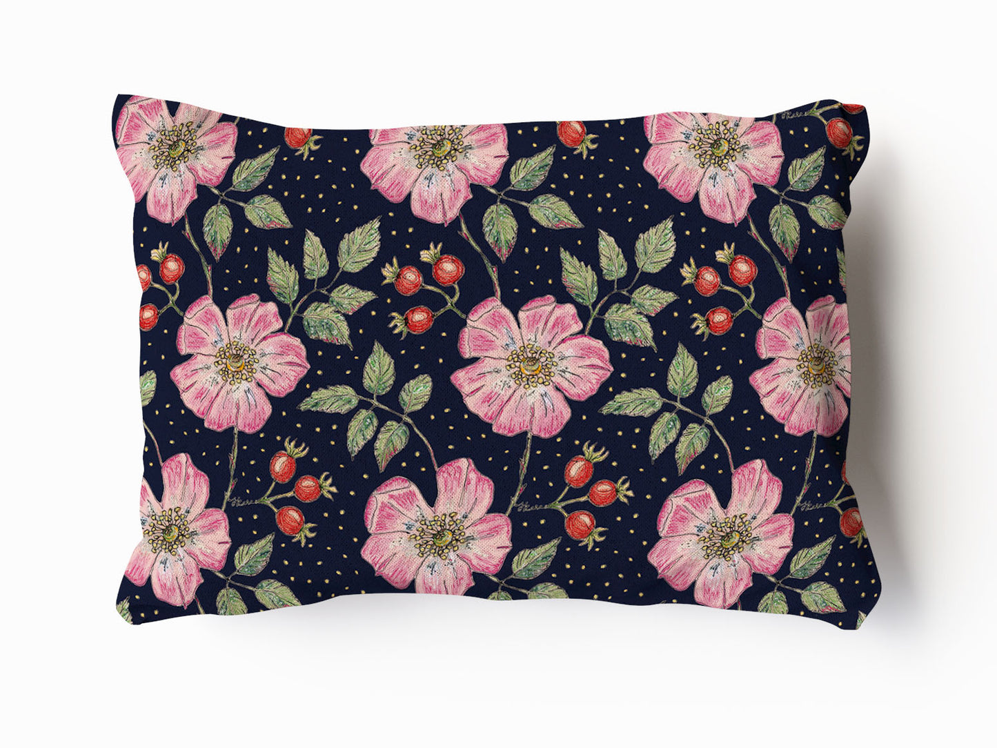 Twilight Wild Rose Velvet and Cotton Cushion