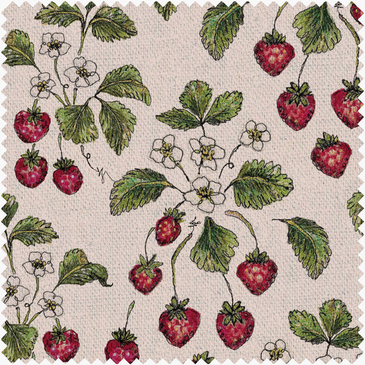 Wild Strawberry Linen Fabric By The Metre