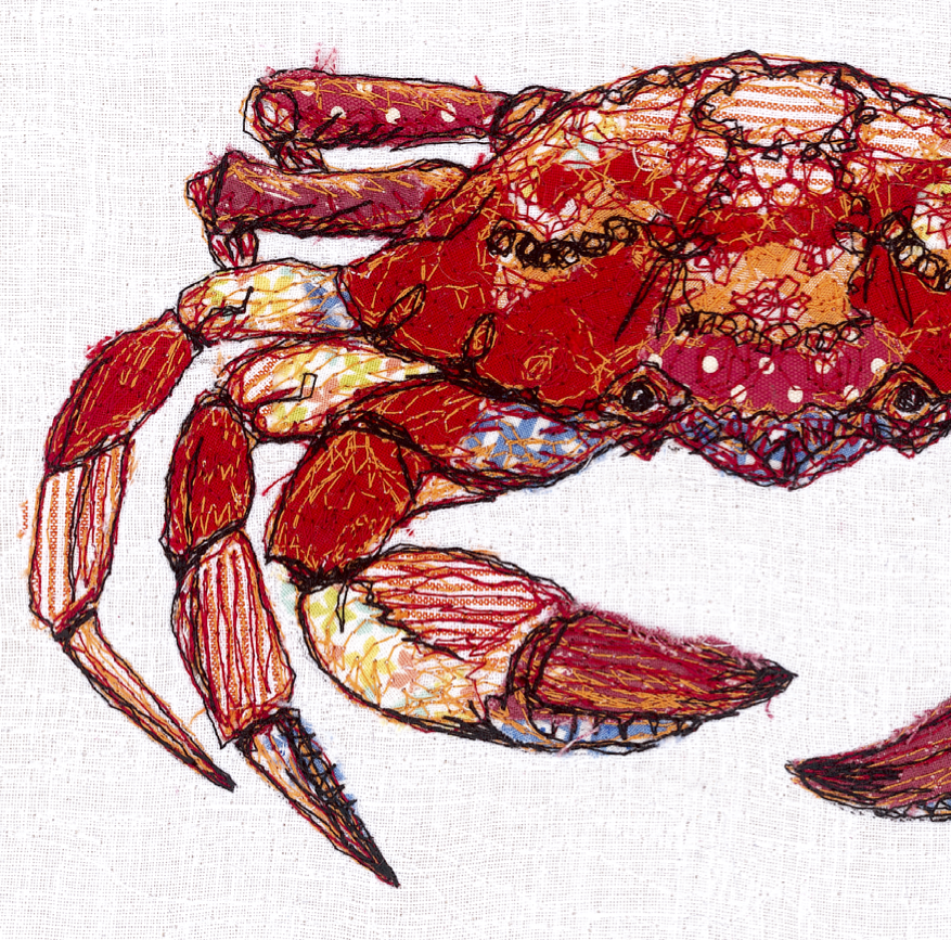 On Guard Crab Embroidery Art Card