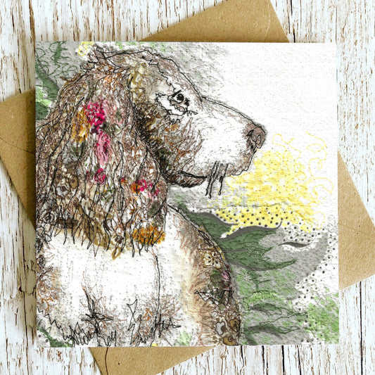 The Duchess Springer Spaniel Embroidery Art Card