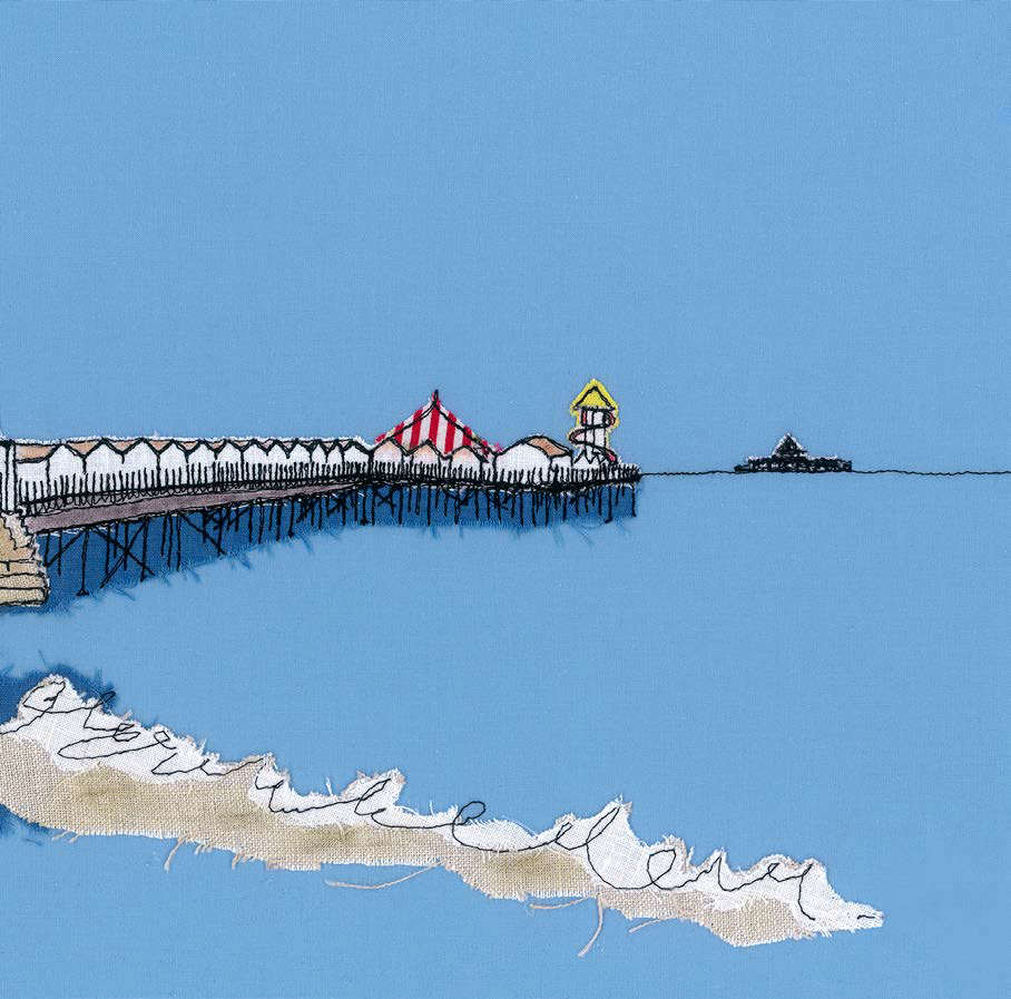 Fish and Chips Pier Embroidery Art Card