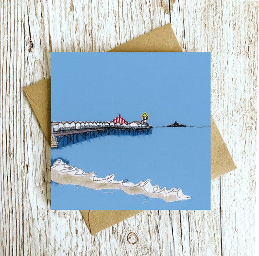 Fish and Chips Pier Embroidery Art Card