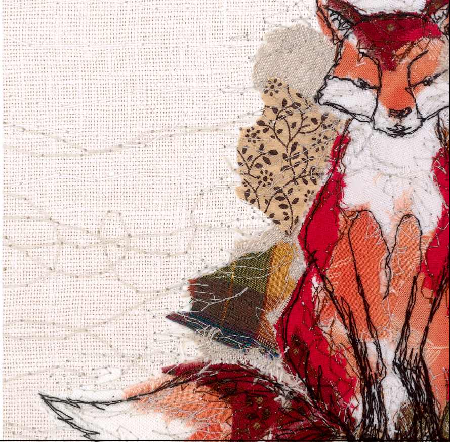 Thread Thief Fox Embroidery Art Card