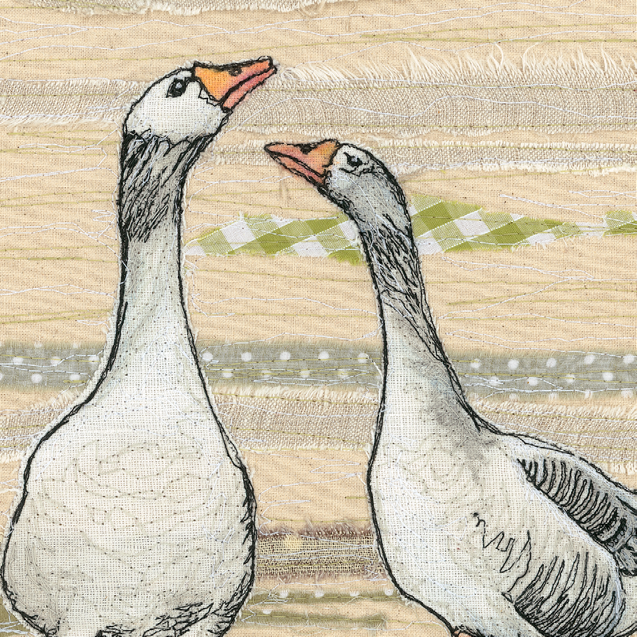 The Gaggle Geese Embroidery Art Card