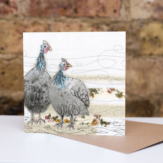 Gordon & Gertie Guinea Fowl Embroidery Art Card