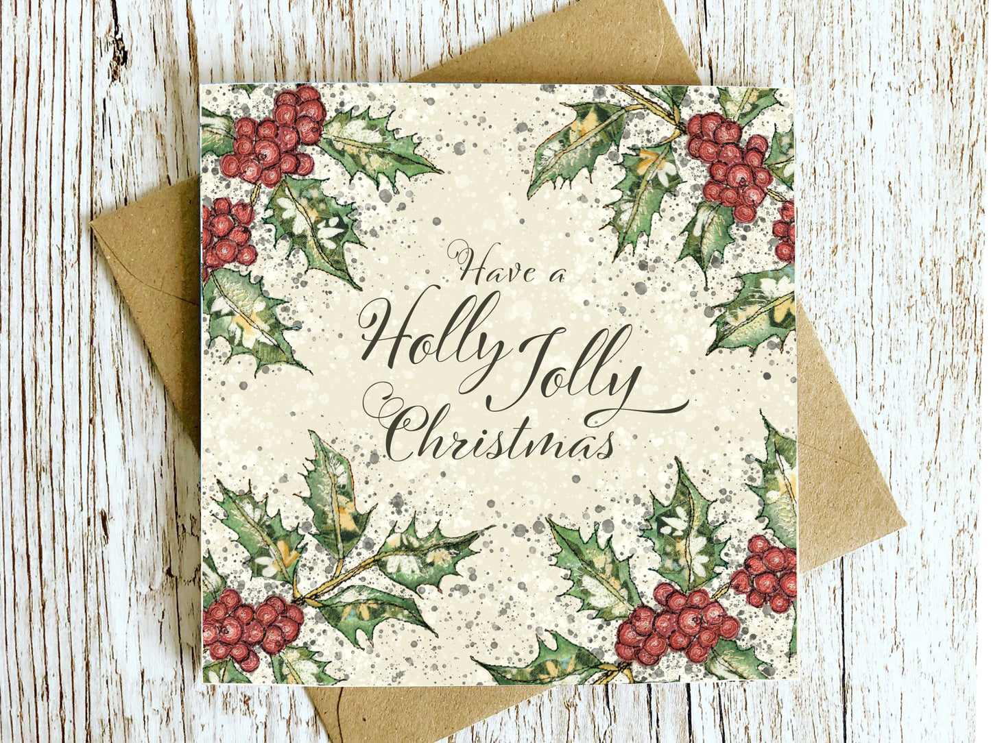 Holly Jolly Christmas Embroidery Art Card