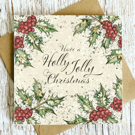 Holly Jolly Christmas Embroidery Art Card