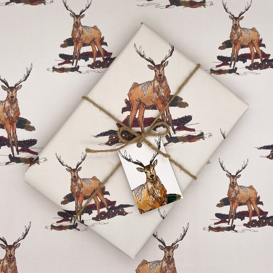 Staggering Stitch Stag Wrapping Paper