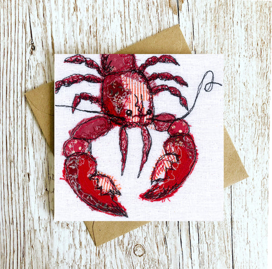 Lobster Love Embroidery Art Card