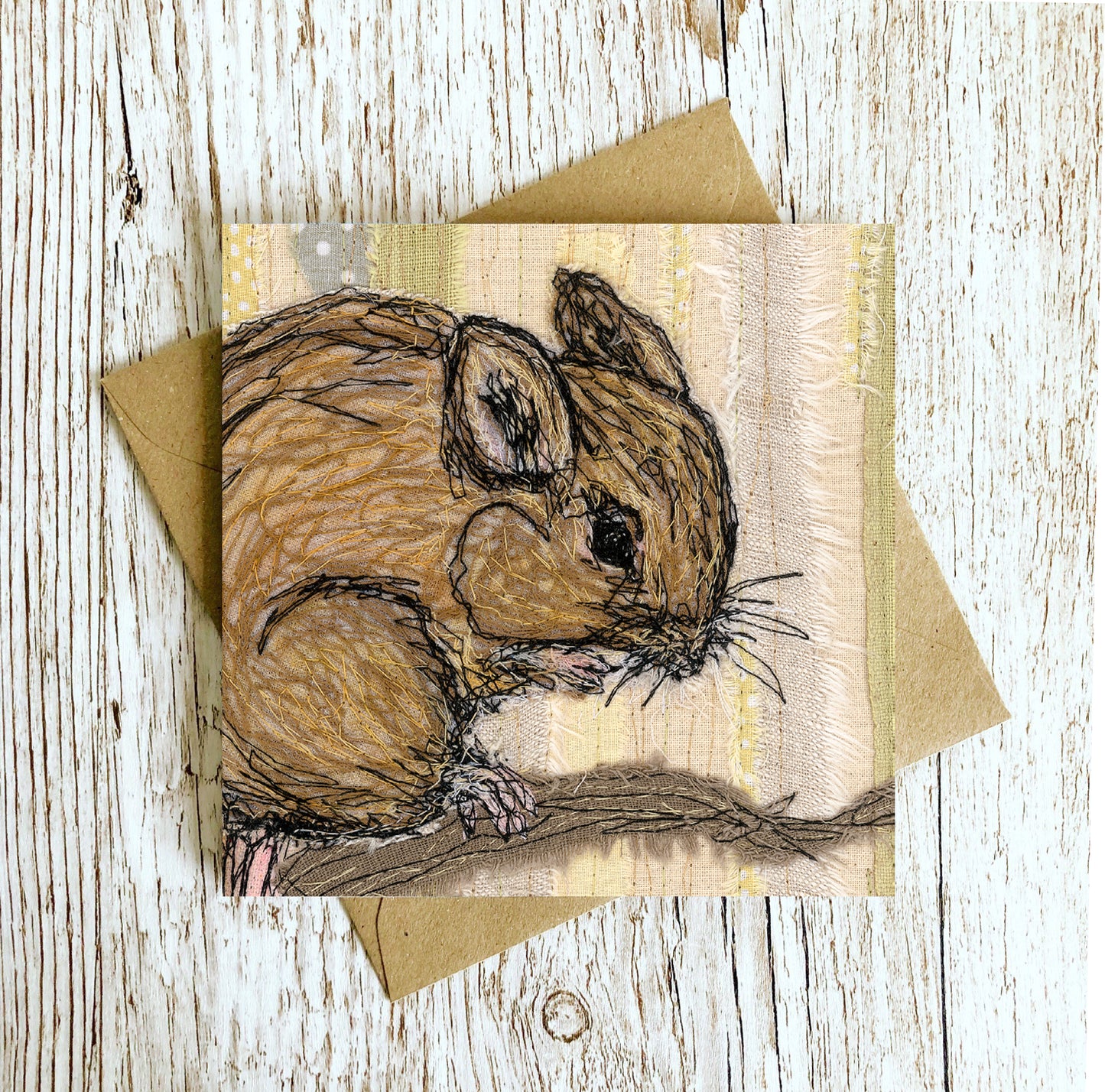 Harvest Mouse Embroidery Art Card