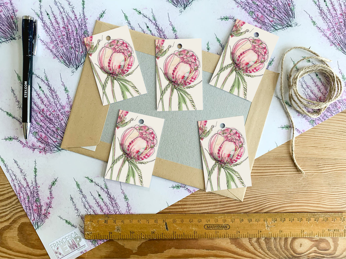 Blooming Lovely Peony Gift Tags (x5)