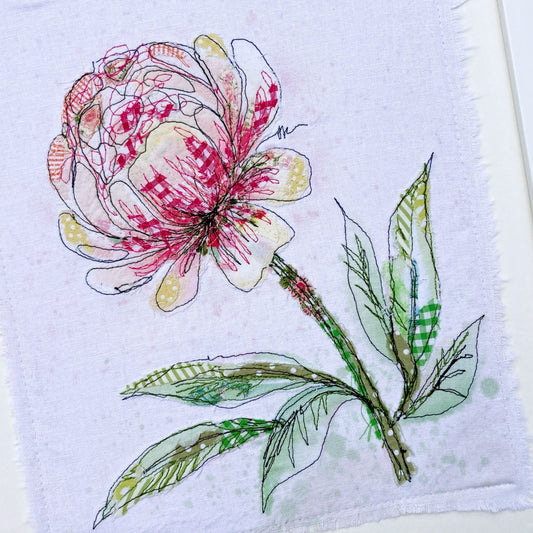 Peony Three Original Embroidery Artwork