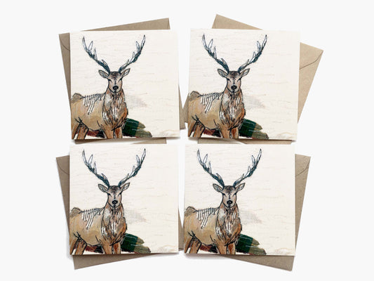 Staggering Stitch Stag Cards (Pack of 4)