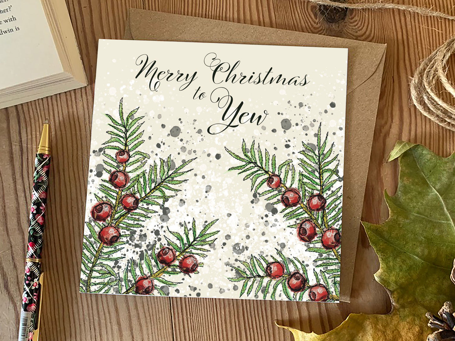 Yew Christmas Embroidery Art Card